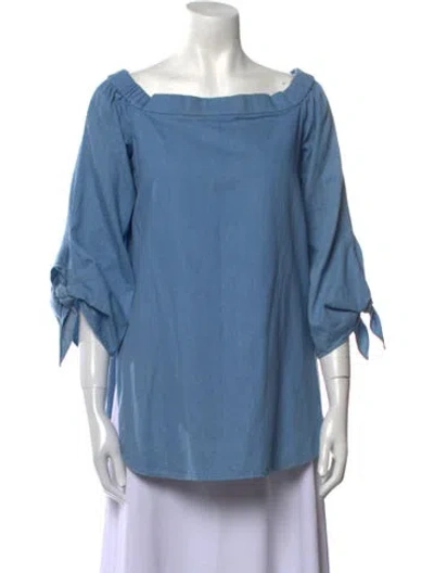 Pre-owned Tibi Cowl Neck Three-quarter Sleeve Tunic In Blue