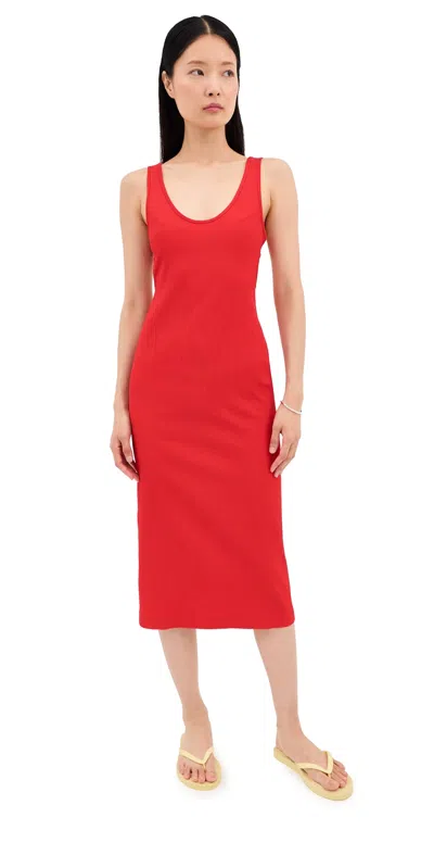 Tibi Creased Stretch Crepe Racerback Dress Red