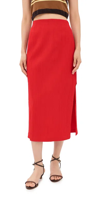 Tibi Creased Stretch Crepe Skirt Red