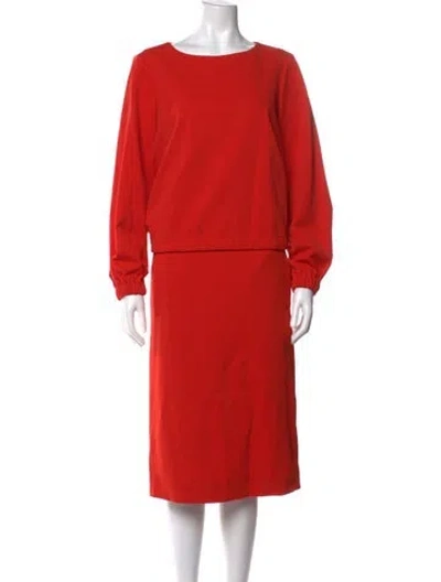 Pre-owned Tibi Crew Neck Knee-length Dress In Orange