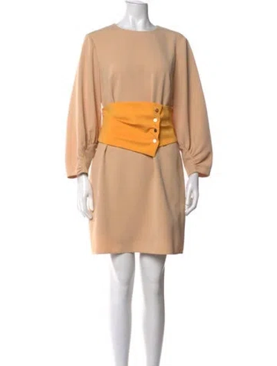 Pre-owned Tibi Crew Neck Knee-length Dress In Yellow