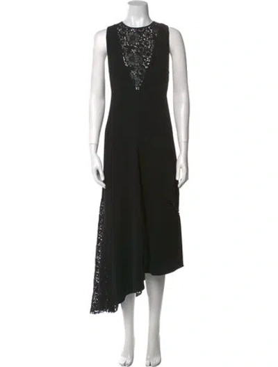 Pre-owned Tibi Crew Neck Long Dress In Black