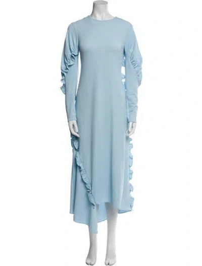 Pre-owned Tibi Crew Neck Long Dress In Blue