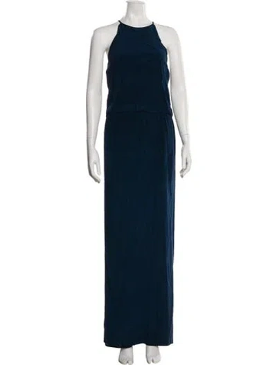 Pre-owned Tibi Crew Neck Long Dress In Blue