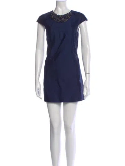 Pre-owned Tibi Crew Neck Long Dress In Blue