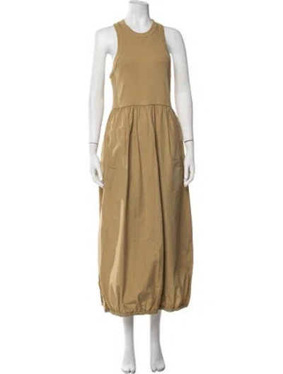 Pre-owned Tibi Crew Neck Long Dress In Brown