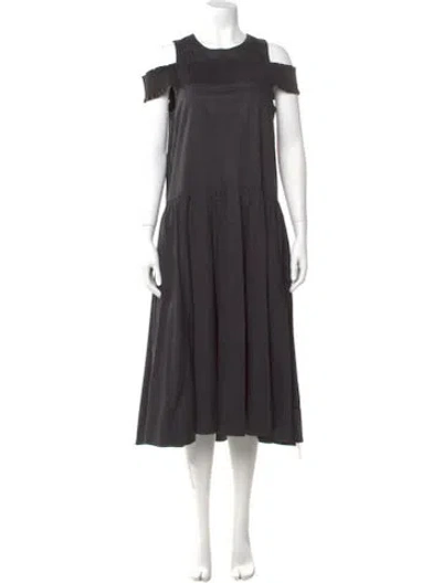 Pre-owned Tibi Crew Neck Long Dress In Gray