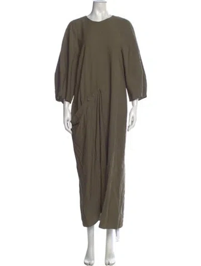 Pre-owned Tibi Crew Neck Long Dress In Green
