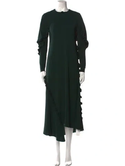Pre-owned Tibi Crew Neck Long Dress In Green