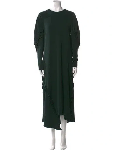 Pre-owned Tibi Crew Neck Long Dress In Green