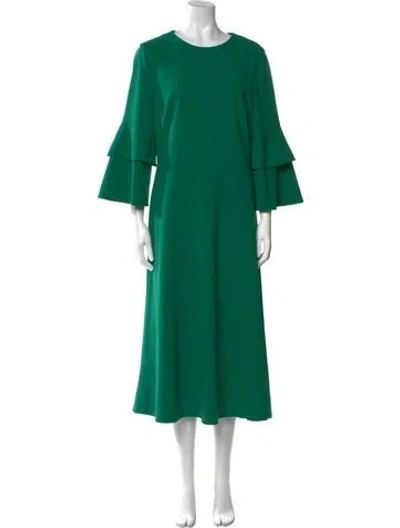 Pre-owned Tibi Crew Neck Long Dress In Green