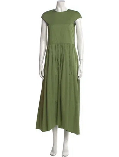 Pre-owned Tibi Crew Neck Long Dress In Green