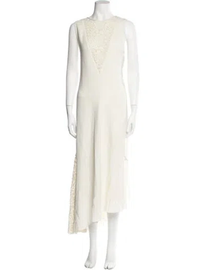 Pre-owned Tibi Crew Neck Long Dress In Neutral