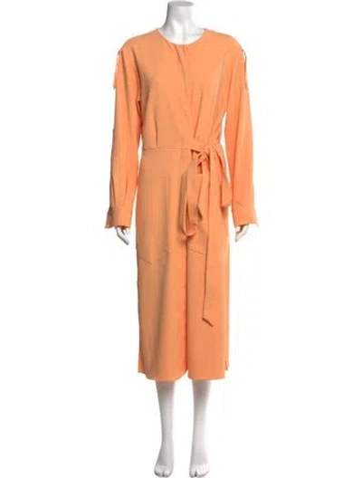 Pre-owned Tibi Crew Neck Long Dress In Orange