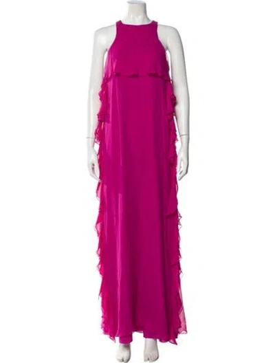 Pre-owned Tibi Crew Neck Long Dress In Pink
