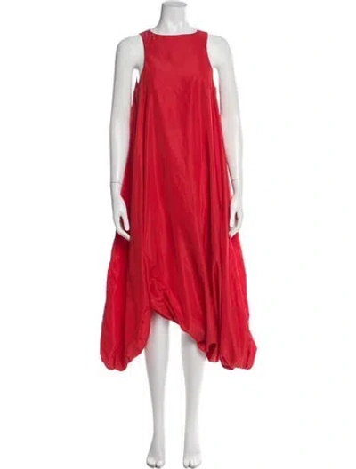 Pre-owned Tibi Crew Neck Long Dress In Red