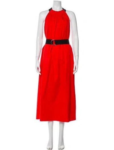 Pre-owned Tibi Crew Neck Long Dress In Red