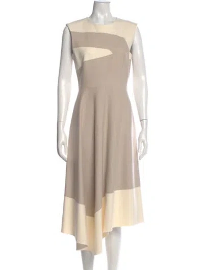Pre-owned Tibi Crew Neck Long Dress W/ Tags In Neutral