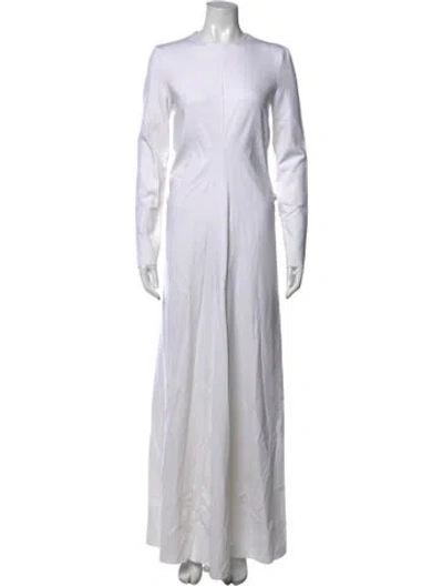 Pre-owned Tibi Crew Neck Long Dress In White