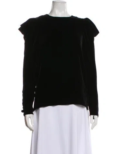 Pre-owned Tibi Crew Neck Long Sleeve Blouse In Black