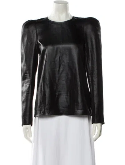 Pre-owned Tibi Crew Neck Long Sleeve Blouse In Black