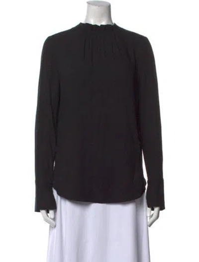 Pre-owned Tibi Crew Neck Long Sleeve Blouse In Black