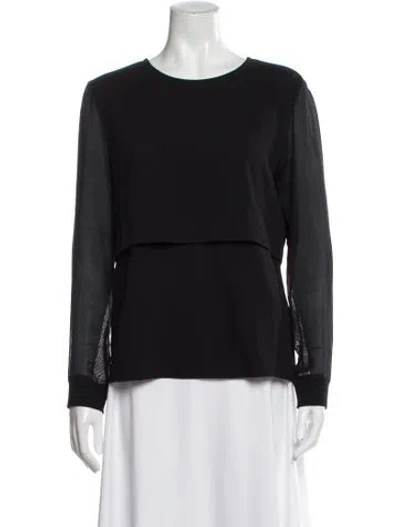 Pre-owned Tibi Crew Neck Long Sleeve Blouse In Black