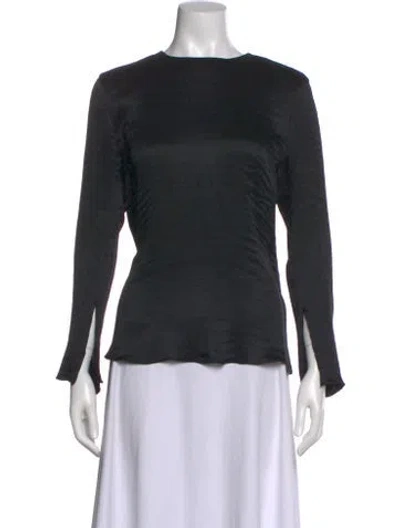 Pre-owned Tibi Crew Neck Long Sleeve Blouse In Blue