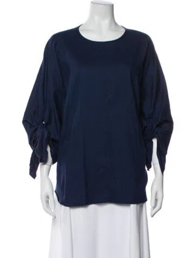 Pre-owned Tibi Crew Neck Long Sleeve Blouse In Gray