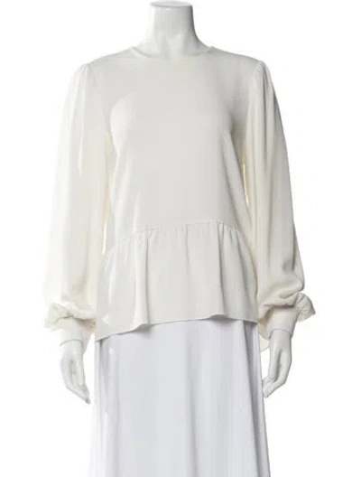 Pre-owned Tibi Crew Neck Long Sleeve Blouse In Neutral