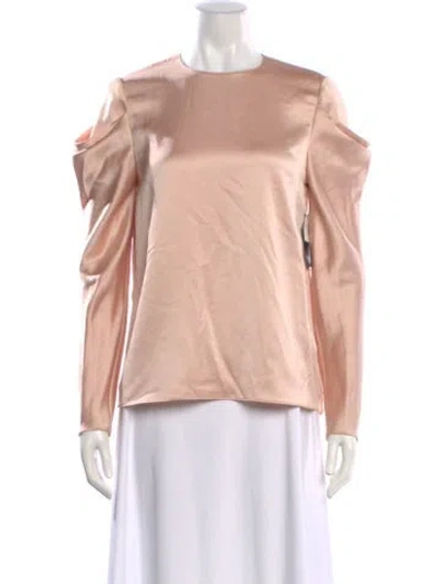 Pre-owned Tibi Crew Neck Long Sleeve Blouse In Neutral