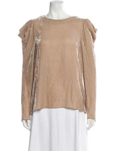 Pre-owned Tibi Crew Neck Long Sleeve Blouse In Neutral