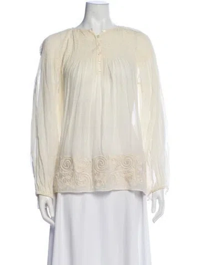 Pre-owned Tibi Crew Neck Long Sleeve Blouse In Neutral