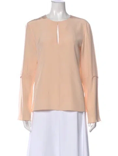Pre-owned Tibi Crew Neck Long Sleeve Blouse In Orange
