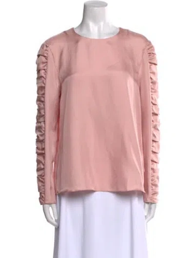 Pre-owned Tibi Crew Neck Long Sleeve Blouse In Pink