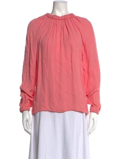 Pre-owned Tibi Crew Neck Long Sleeve Blouse In Pink