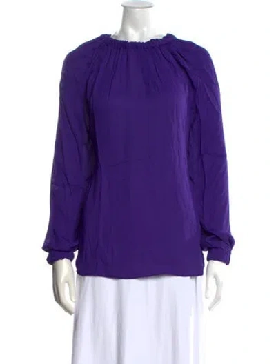 Pre-owned Tibi Crew Neck Long Sleeve Blouse In Purple