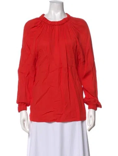 Pre-owned Tibi Crew Neck Long Sleeve Blouse In Red