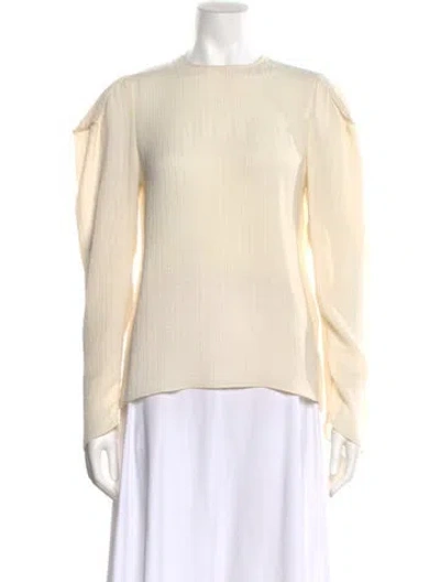 Pre-owned Tibi Crew Neck Long Sleeve Blouse W/ Tags In Neutral