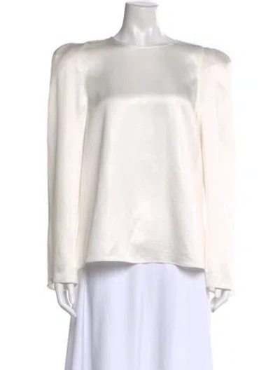 Pre-owned Tibi Crew Neck Long Sleeve Blouse In White