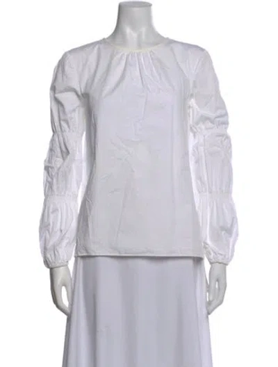 Pre-owned Tibi Crew Neck Long Sleeve Blouse In White