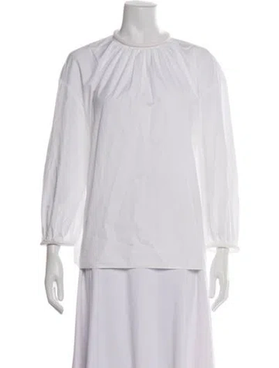 Pre-owned Tibi Crew Neck Long Sleeve Blouse In White