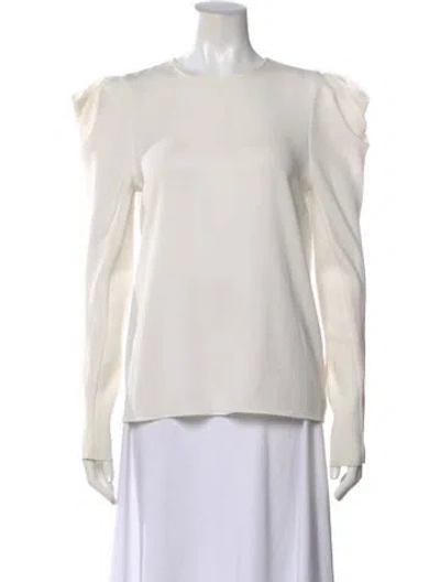 Pre-owned Tibi Crew Neck Long Sleeve Blouse In White