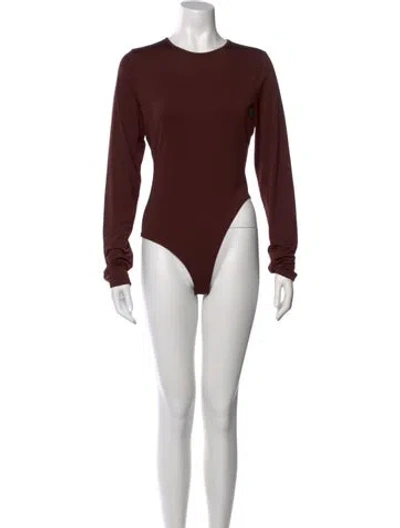 Pre-owned Tibi Crew Neck Long Sleeve Bodysuit In Brown