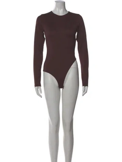 Pre-owned Tibi Crew Neck Long Sleeve Bodysuit In Brown