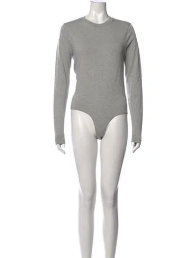 Pre-owned Tibi Crew Neck Long Sleeve Bodysuit In Grey
