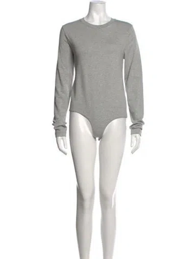 Pre-owned Tibi Crew Neck Long Sleeve Bodysuit In Grey