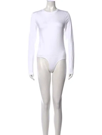 Pre-owned Tibi Crew Neck Long Sleeve Bodysuit In Neutrals