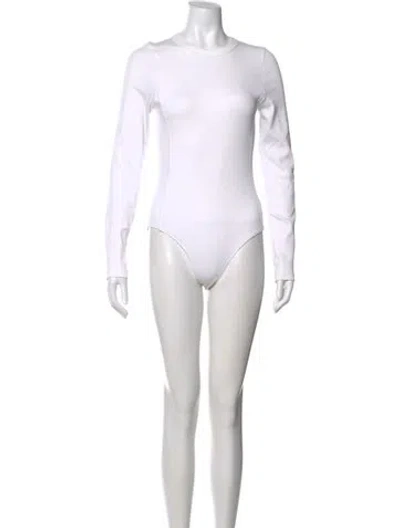 Pre-owned Tibi Crew Neck Long Sleeve Bodysuit In White