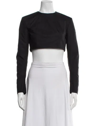 Pre-owned Tibi Crew Neck Long Sleeve Crop Top In Black